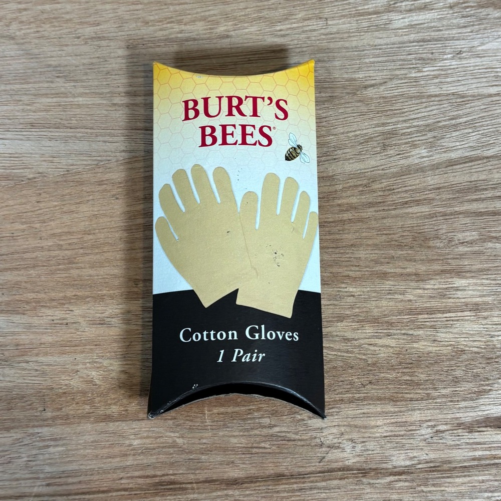 Burts Bees Cotton Moisturizing Gloves 1 Pair Yellow Overnight Hand Treatment